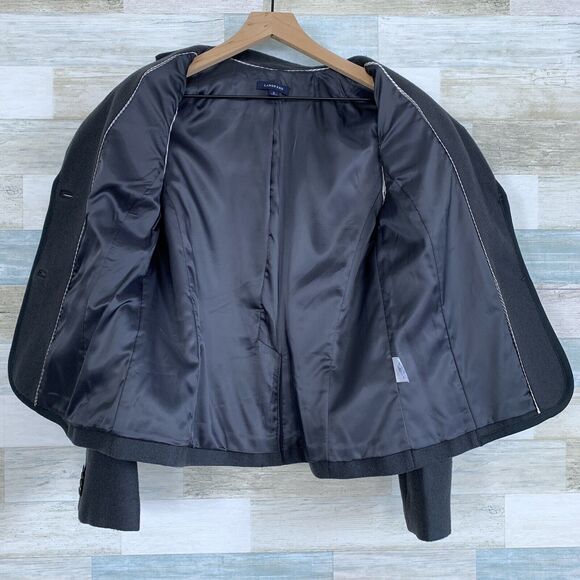 Lands End Wool School Boy Blazer Jacket Gray Metal Crest Buttons Lined Womens 8 - Picture 4 of 9
